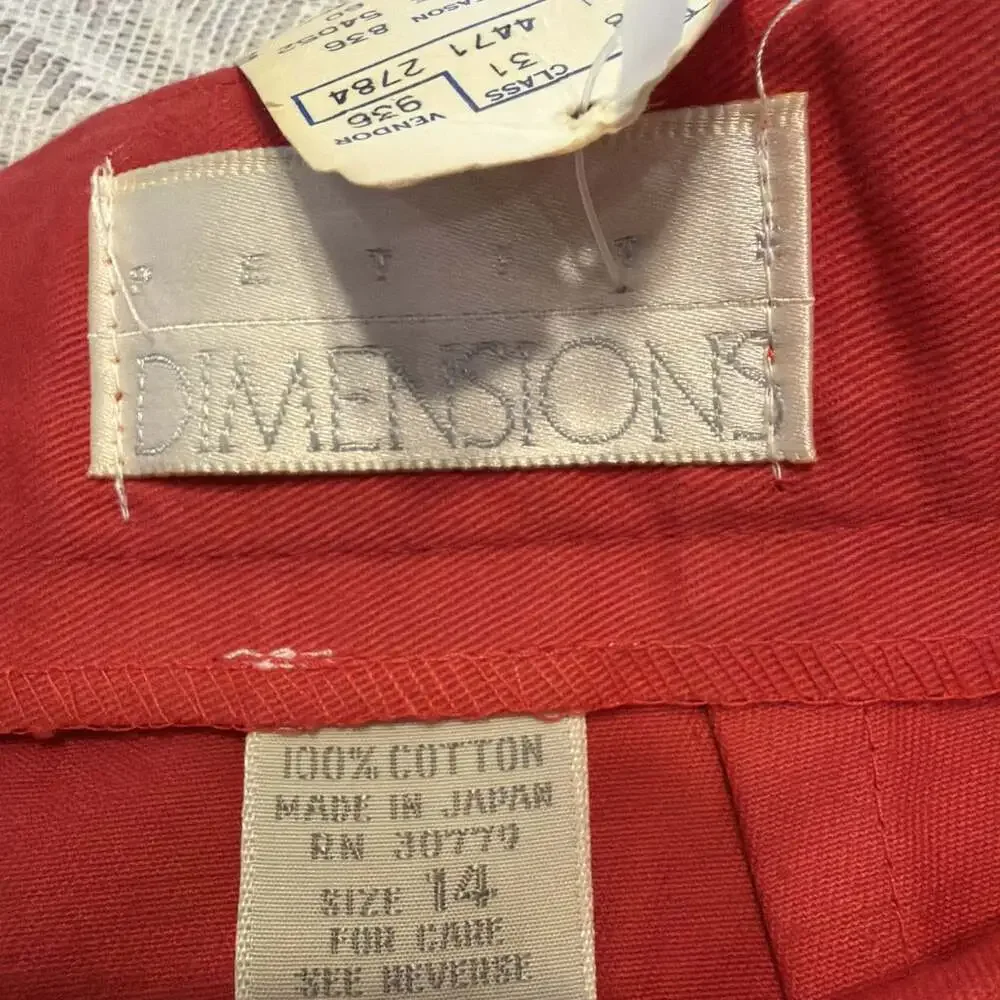 NWT Vintage 80s Essentials Petite High Waisted Pleated Pants 14 Red/Cora W28/L27